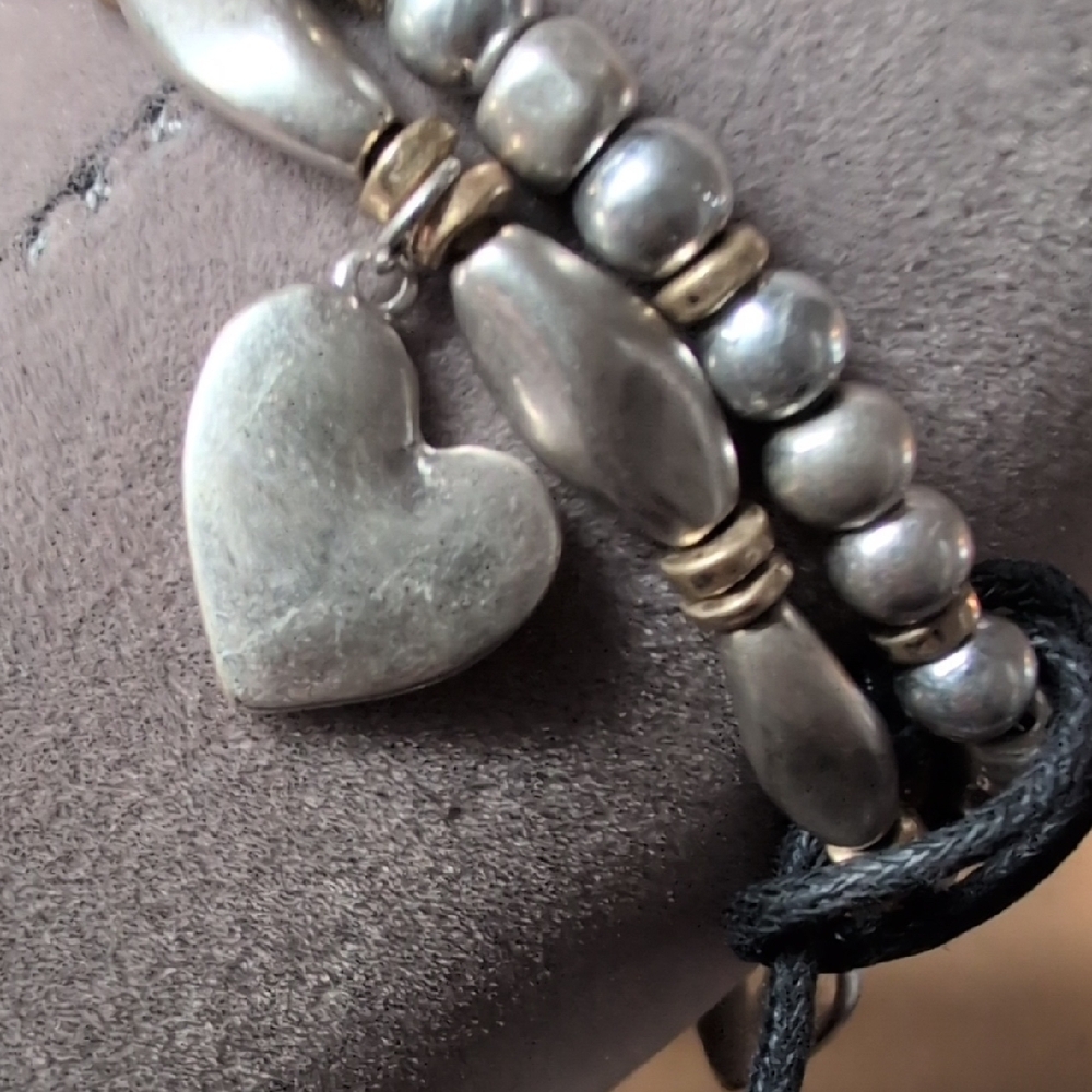 J. Jill Silver Stretch Bracelet Set with Heart Charms - Picture 7 of 7